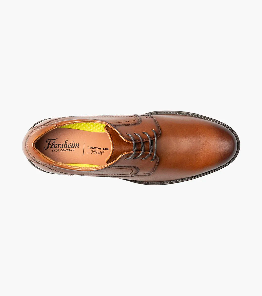 Brown leather shoe with 'Florsheim' branding on a white background