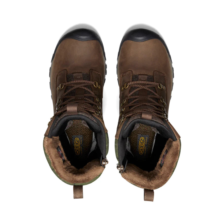 Women's Keen Greta Tall Waterproof Boot Color: Dark Earth/ Green Plaid 4