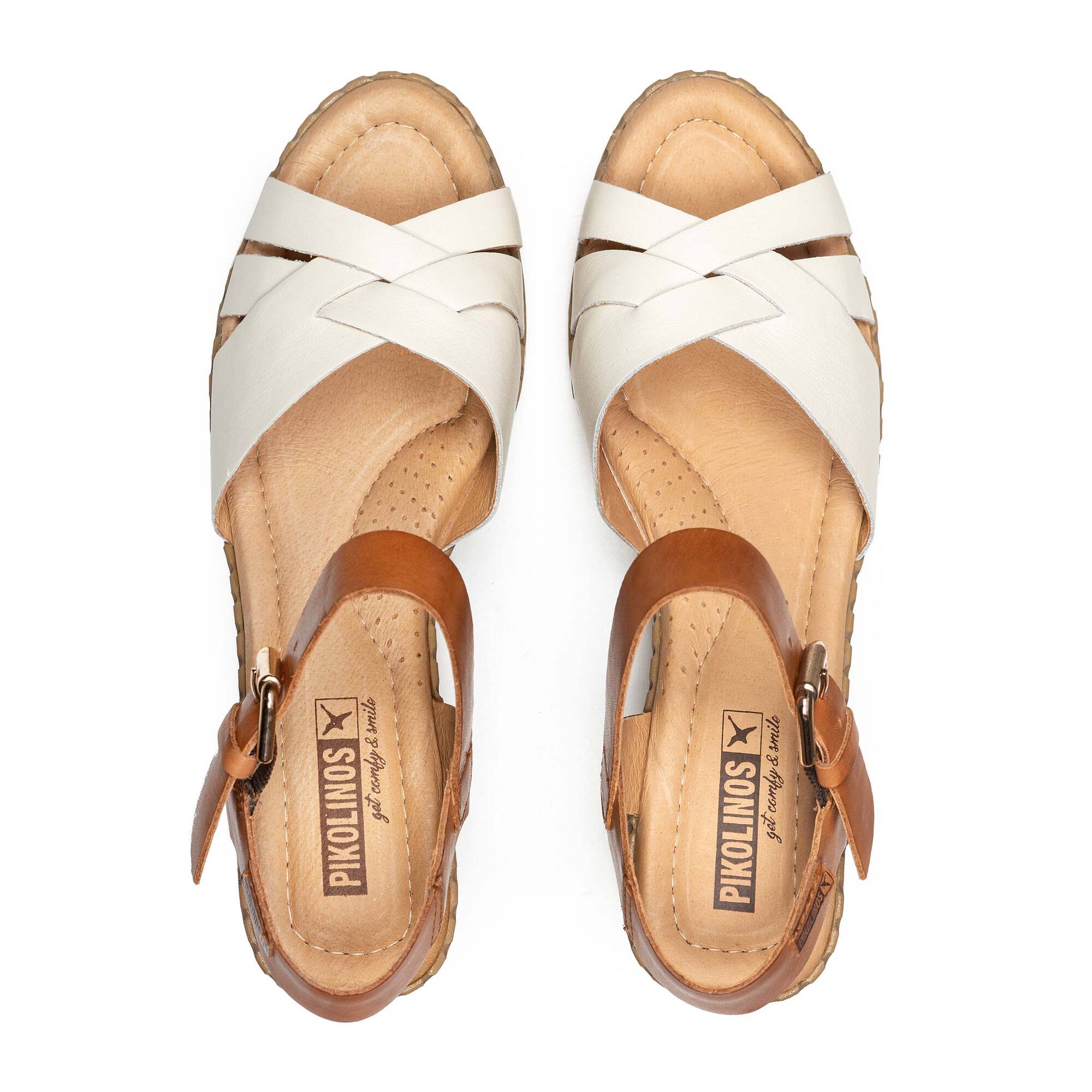 Women's Pikolinos Canarias Sandals with Heel and Braided Vamp Color: Nata 6