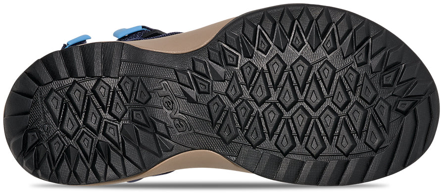 Close-up of a hiking shoe sole with tread pattern