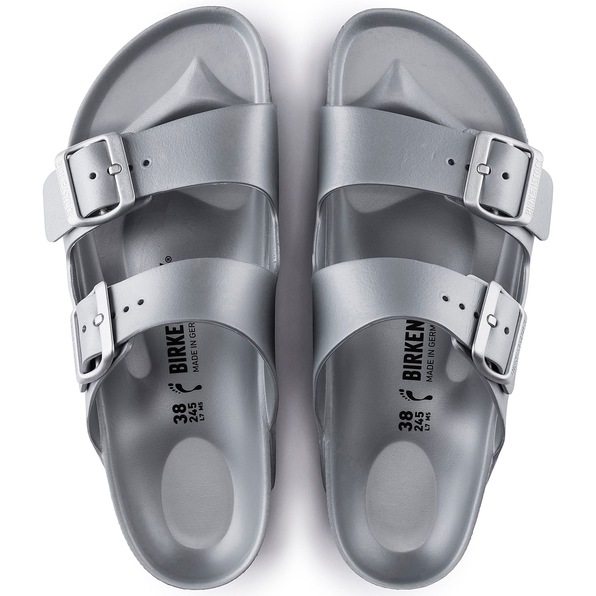 Women's Birkenstock Arizona Essentials EVA Color: Metallic Silver