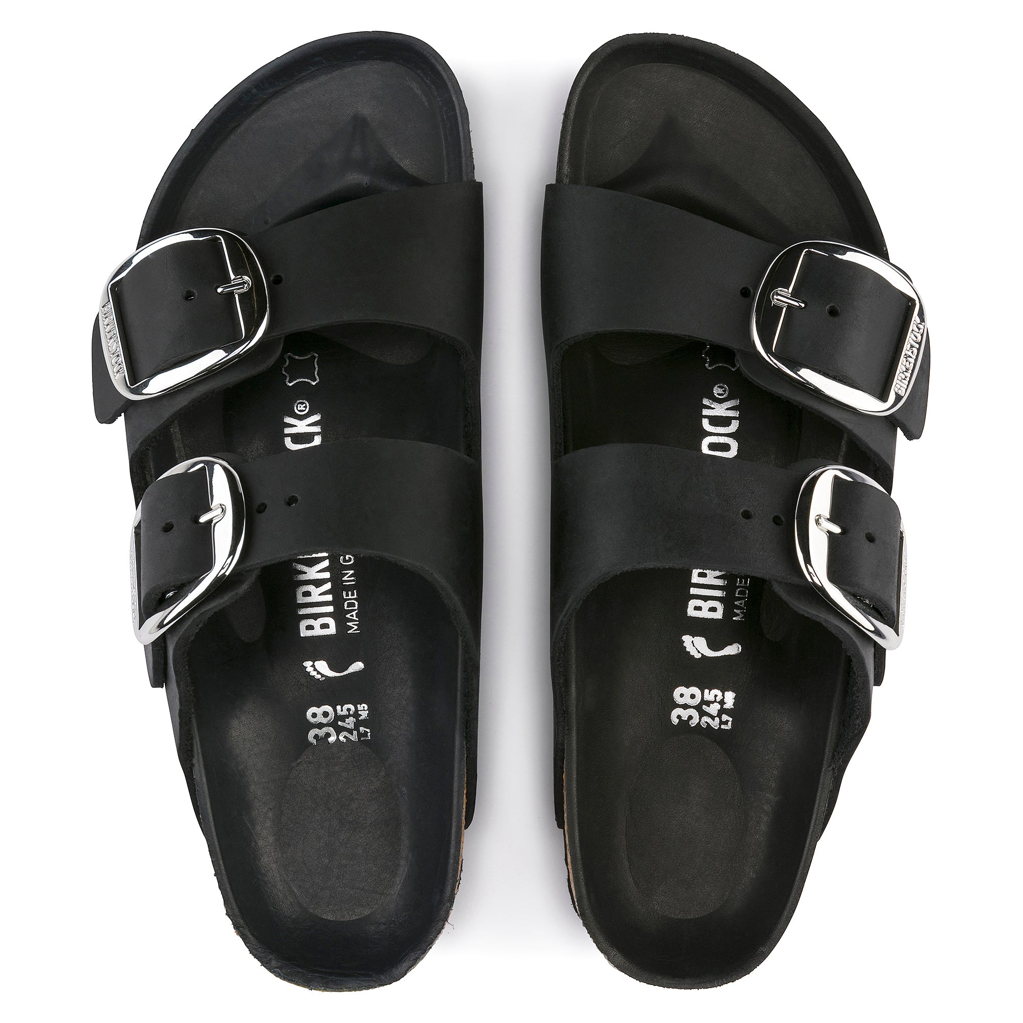 Women's Birkenstock Arizona Big Buckle Oiled Leather Color: Black