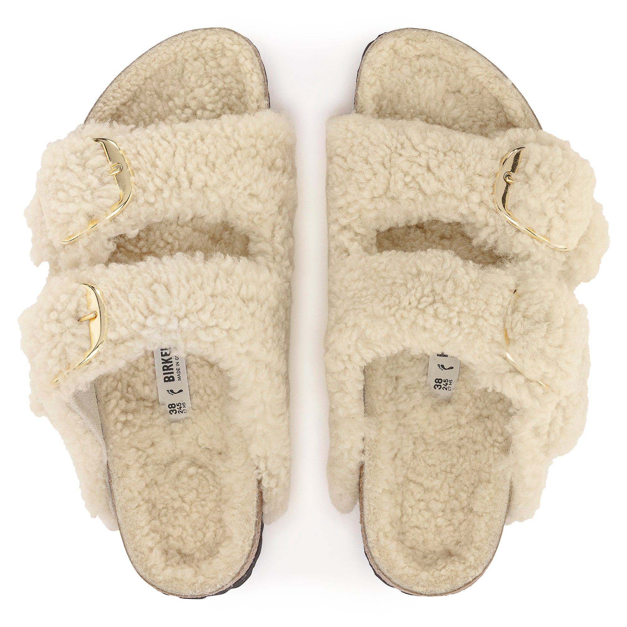 Women's Birkenstock Arizona Big Buckle Shearling Color: Teddy Eggshell