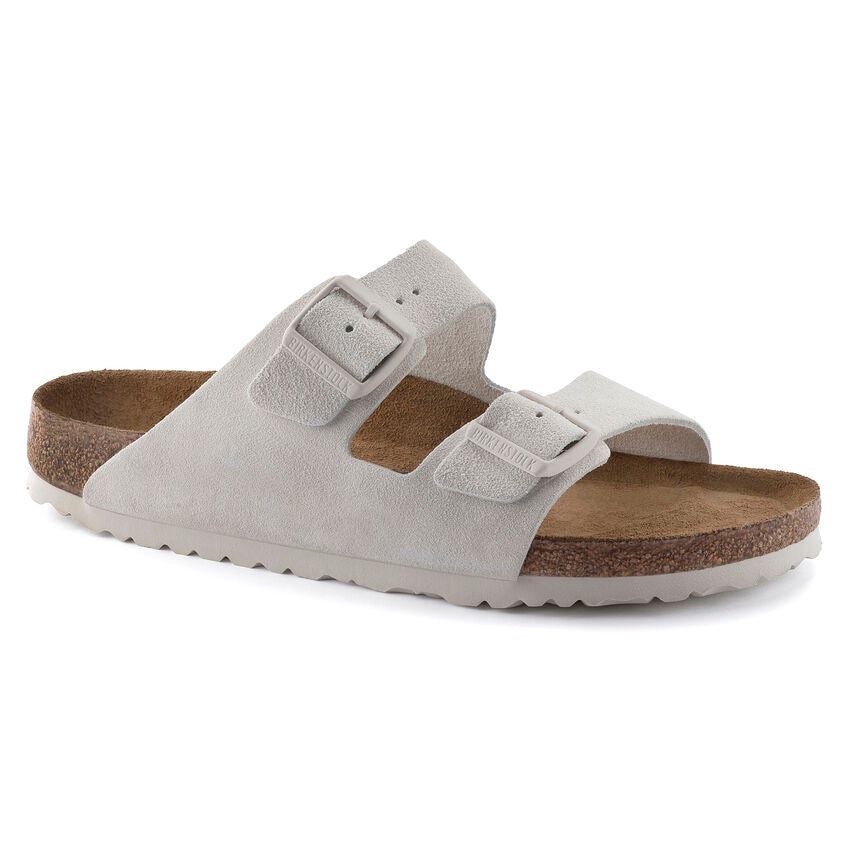 Birkenstock Arizona Soft Footbed Suede Leather Color: Antique White 2