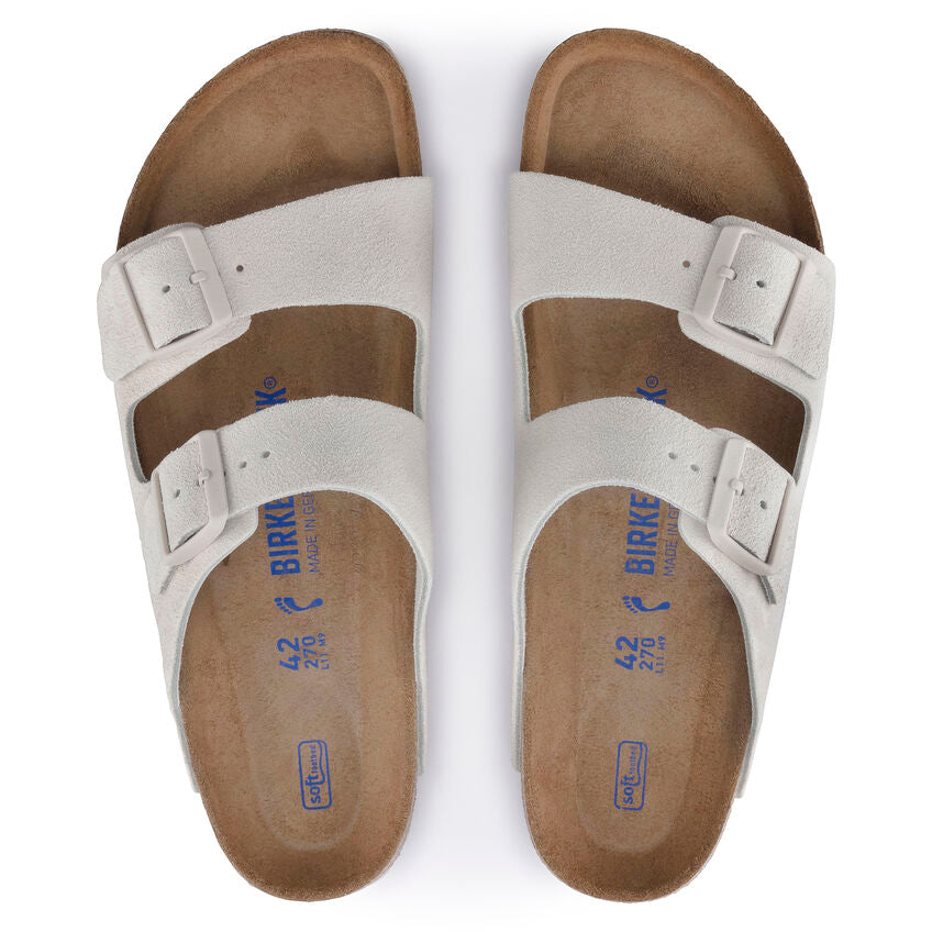Birkenstock Arizona Soft Footbed Suede Leather Color: Antique White 3