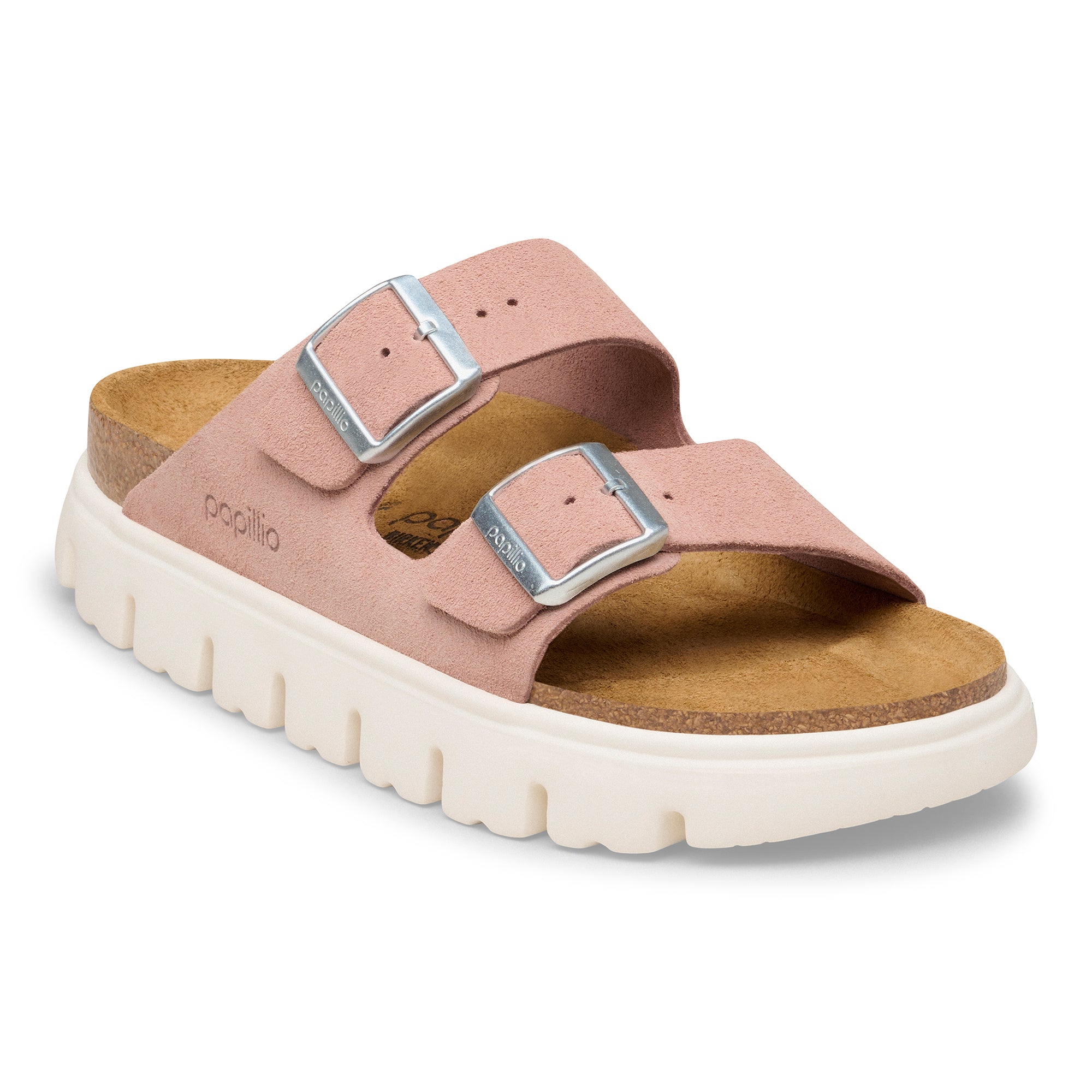Pink sandal with white sole on a white background
