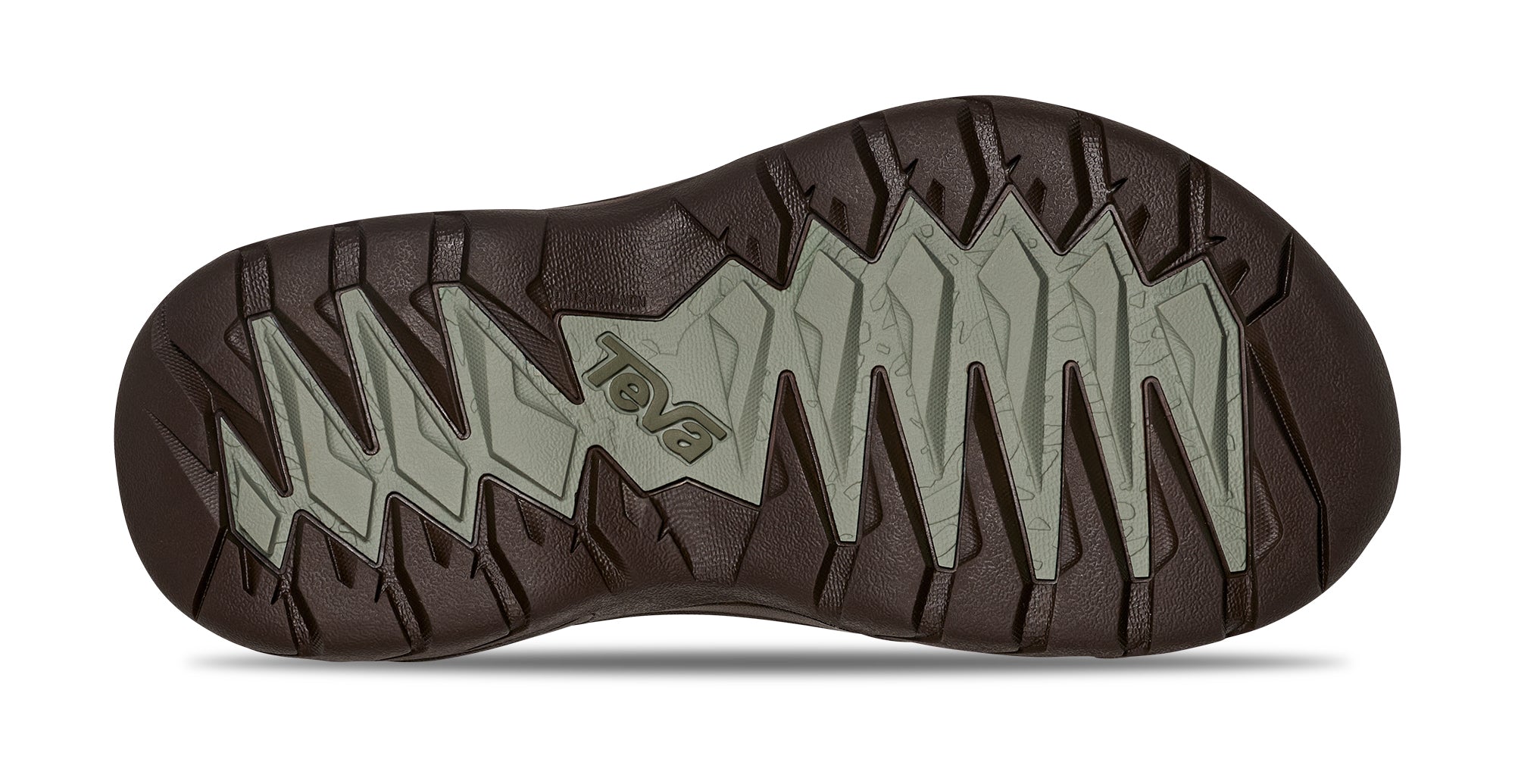 Close-up of a shoe sole with brand logo on a white background