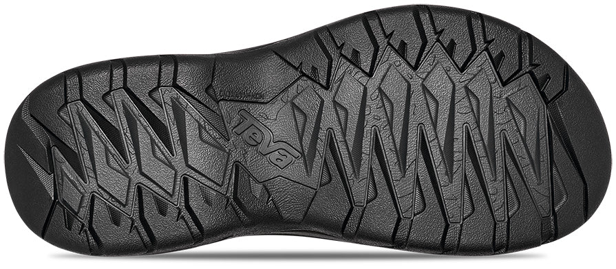 Black shoe sole with tread pattern on a white background