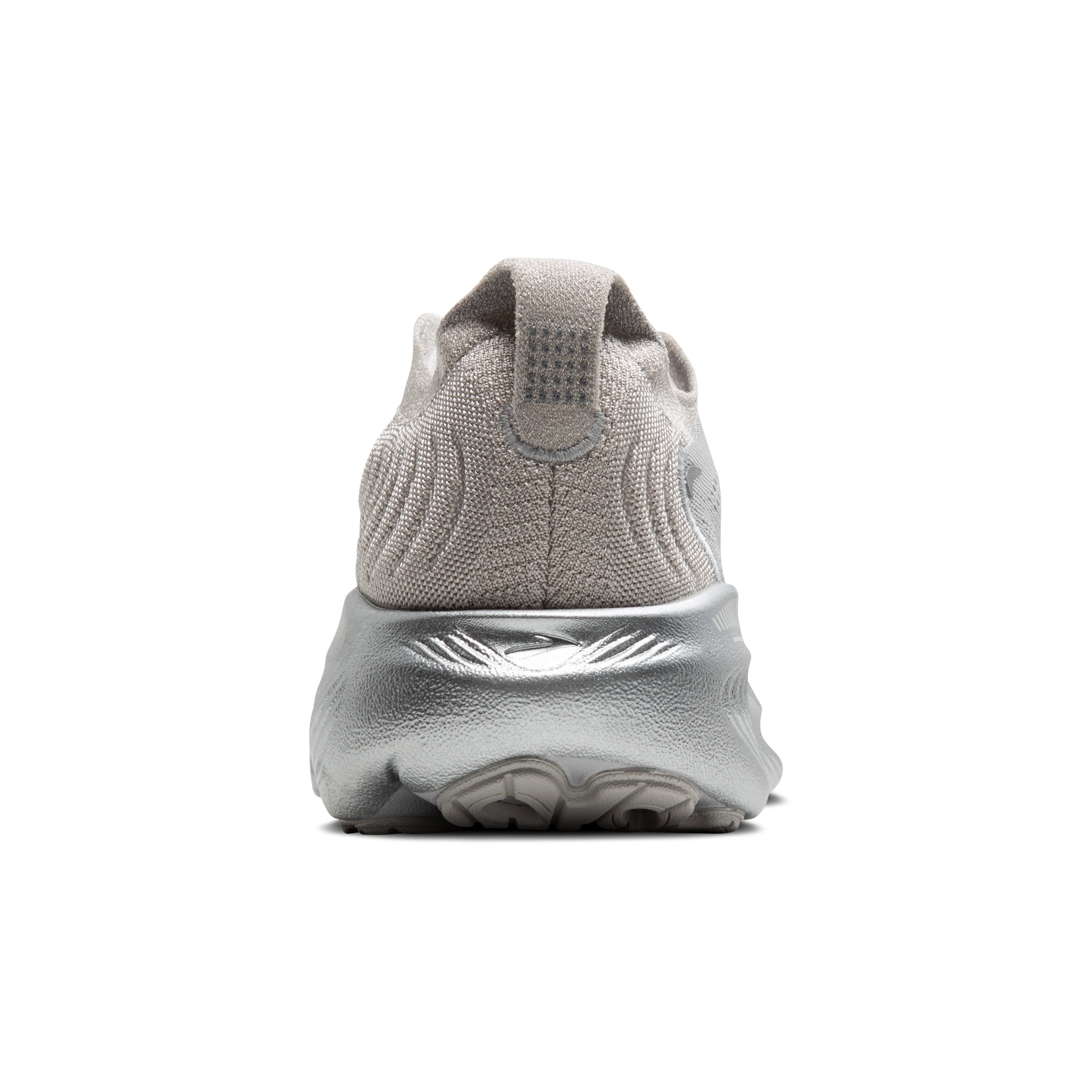 Gray sneaker with a white sole on a white background