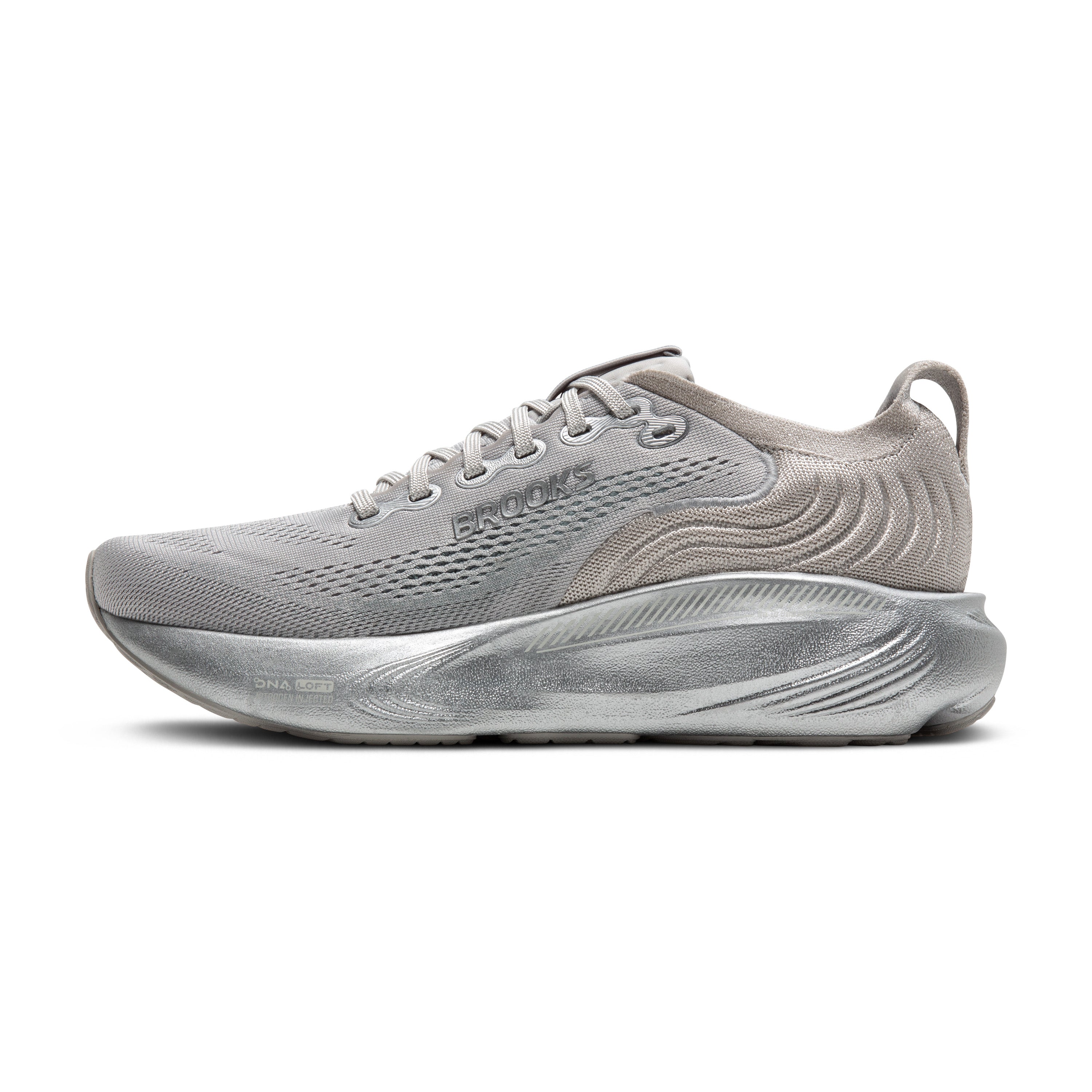 Gray running shoe on a white background