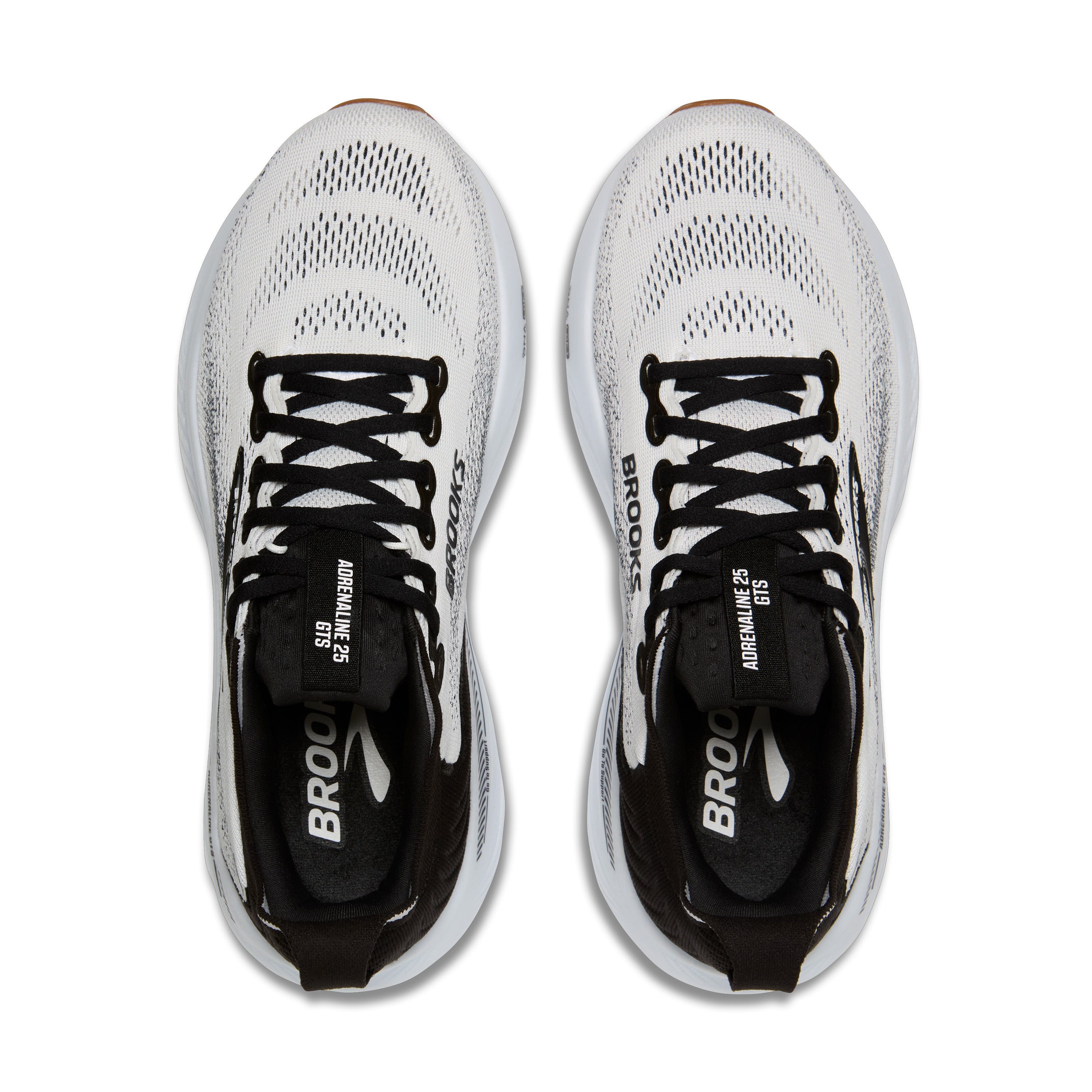 White running shoes with black accents on a white background