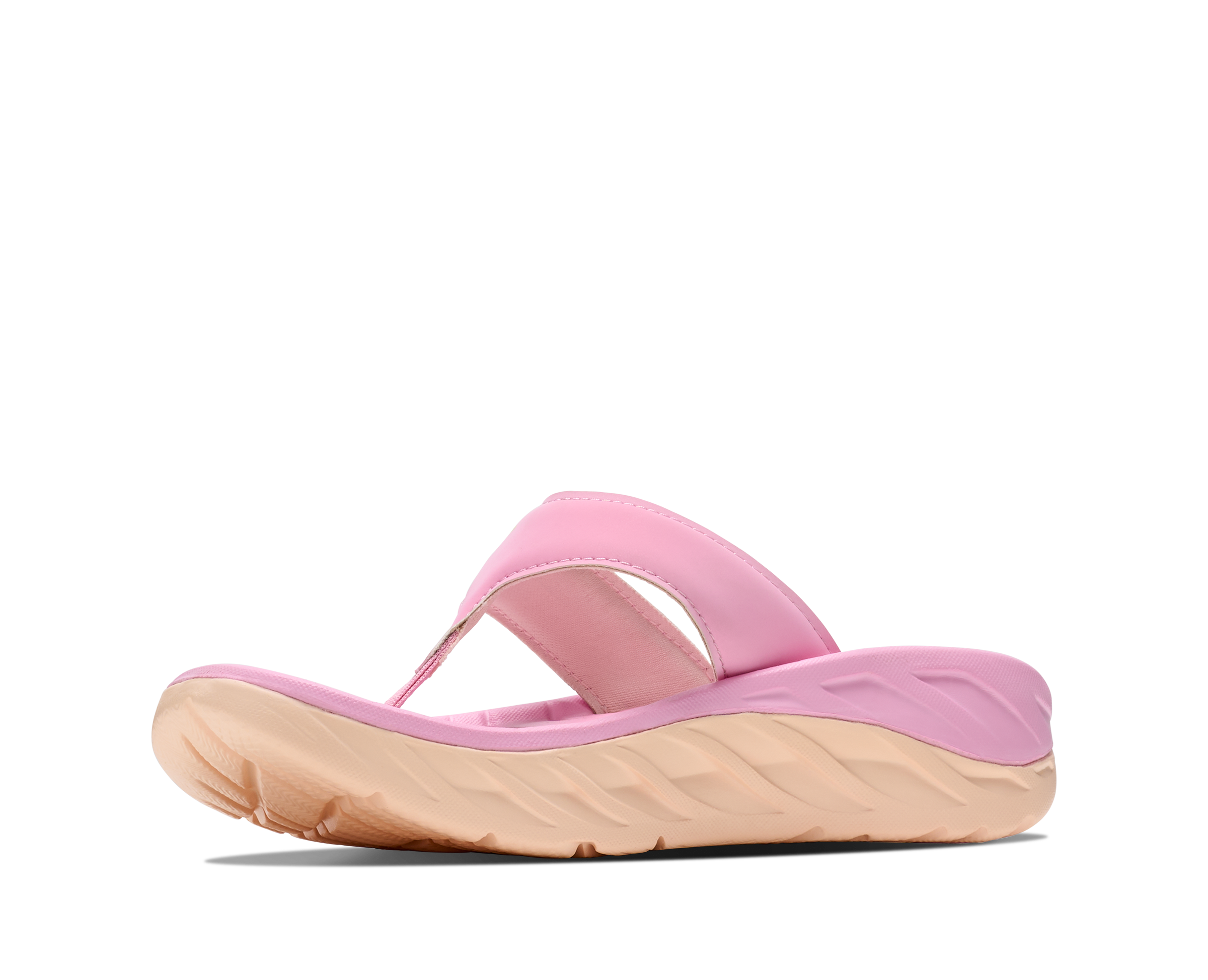 Pink sandal with a beige sole on a white background
