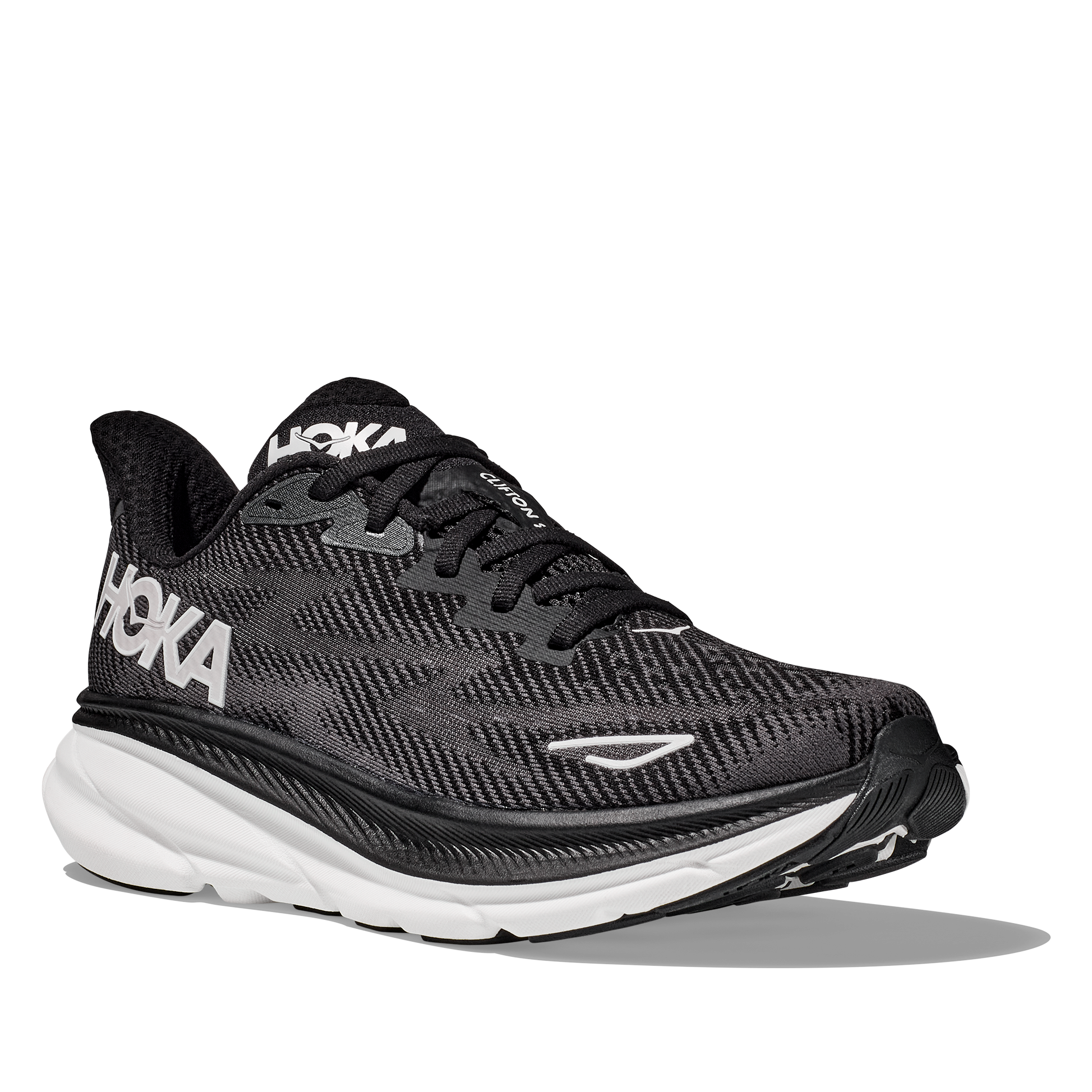 Women's Hoka Clifton 9 Color: Black/ White