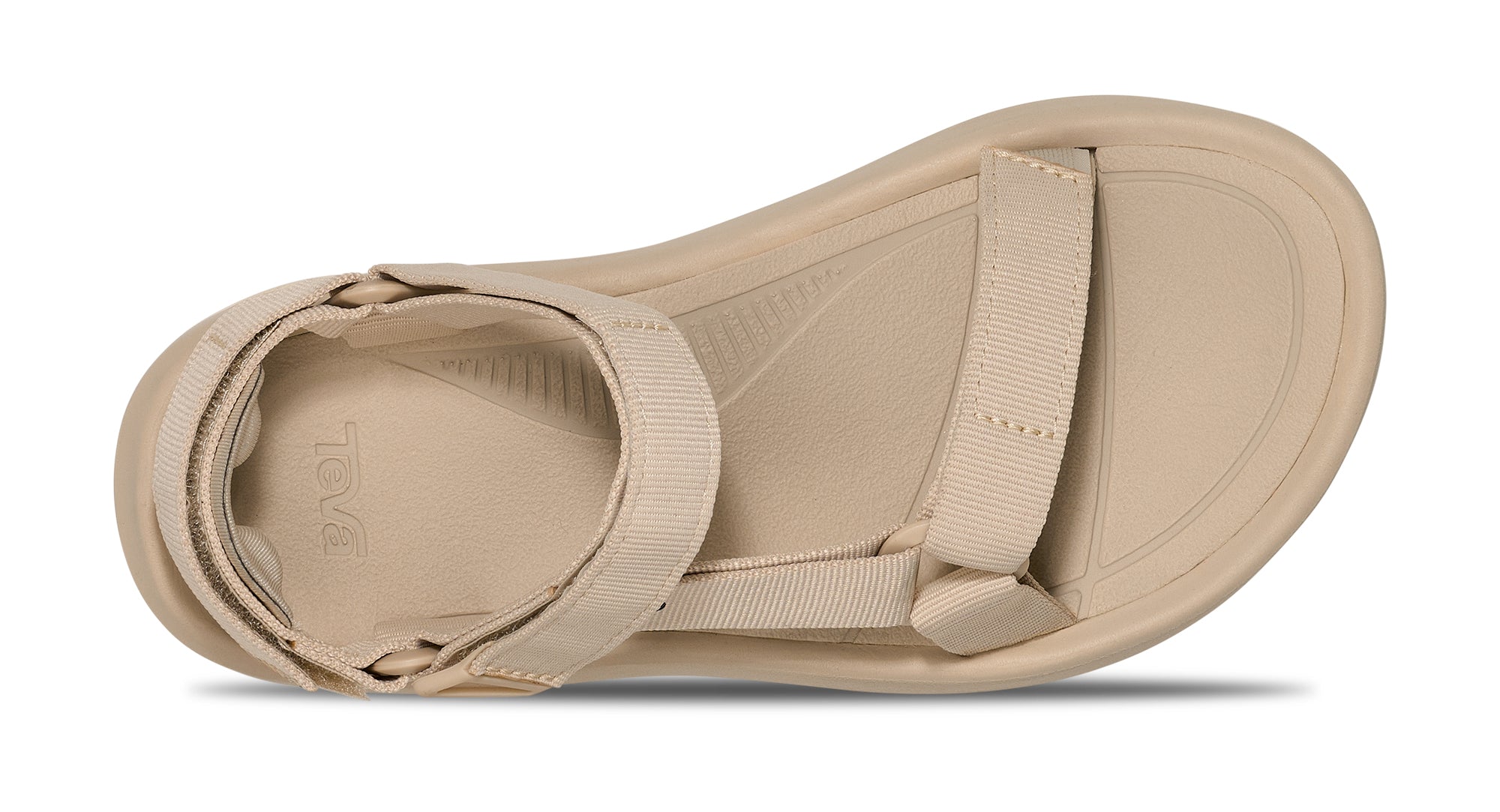 Beige sandal with a strap on a white background