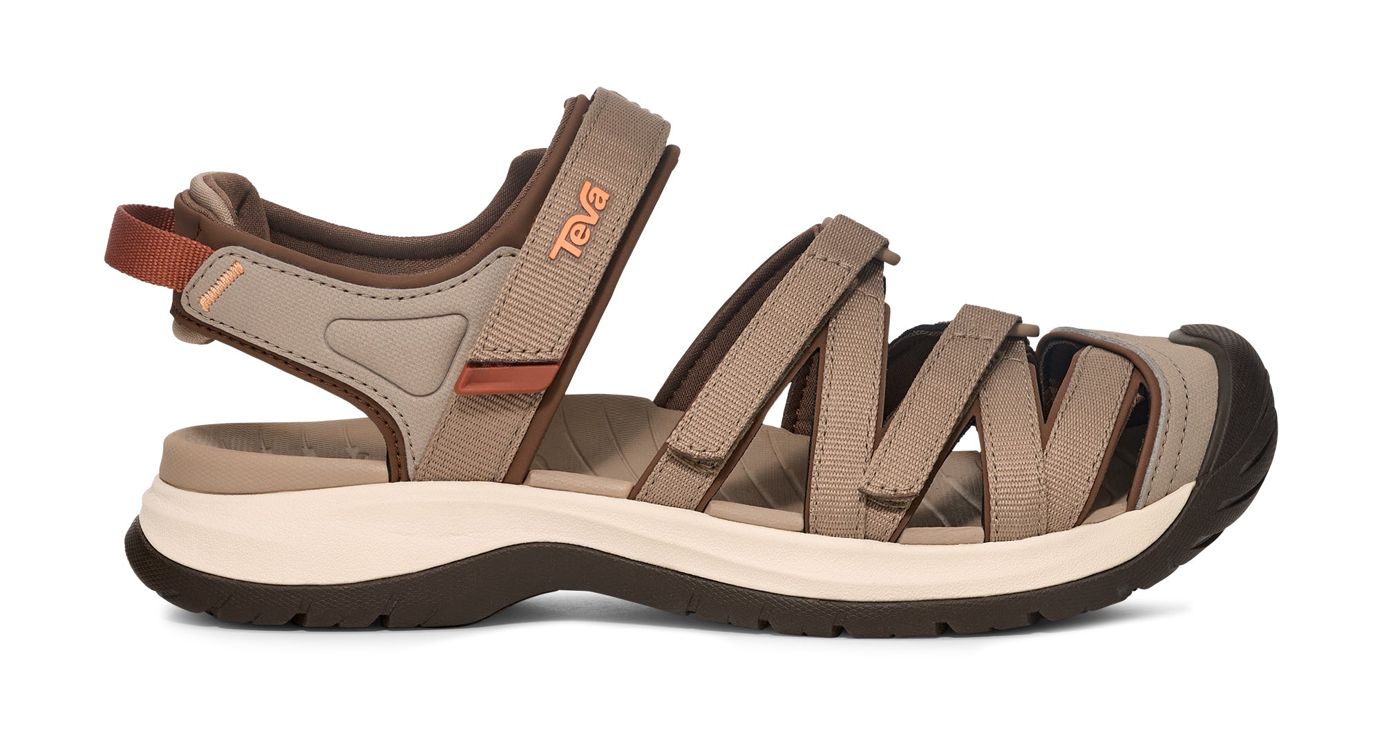 Brown sandal with straps on a white background