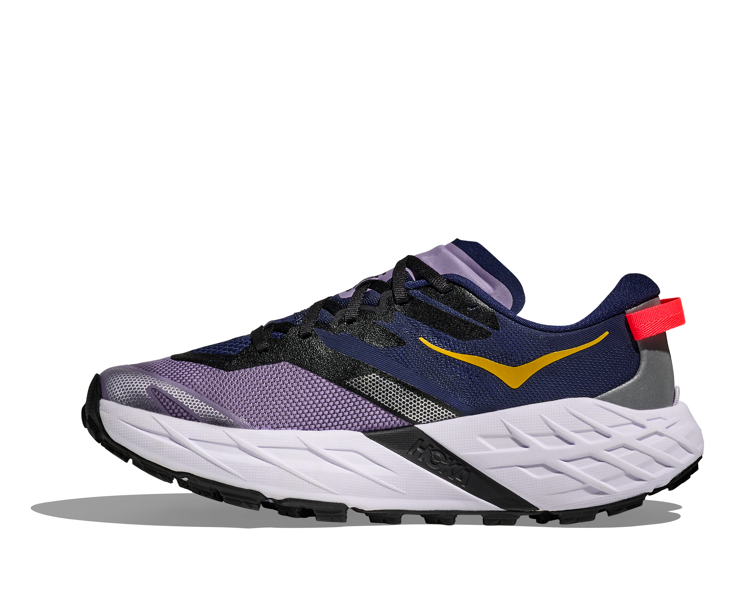 Multicolored running shoe on a white background