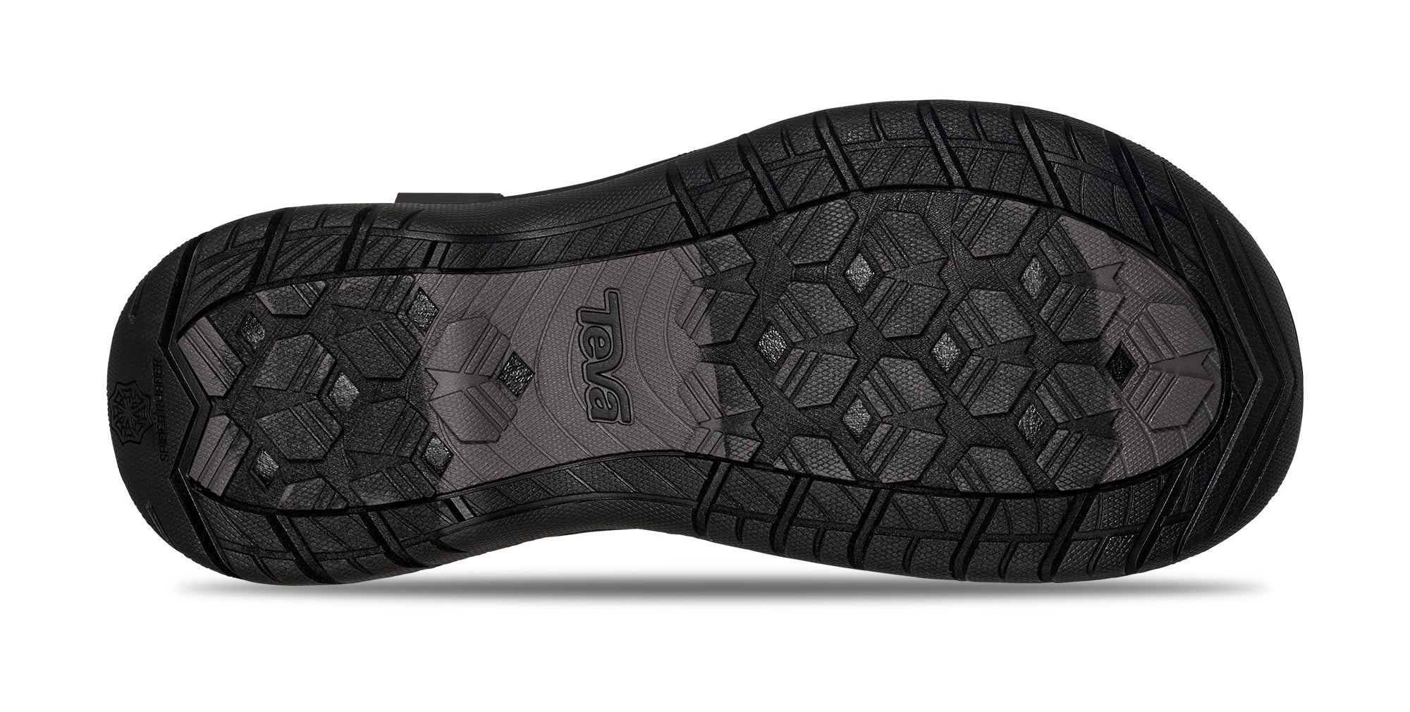 Black sole of a shoe with tread pattern on a white background