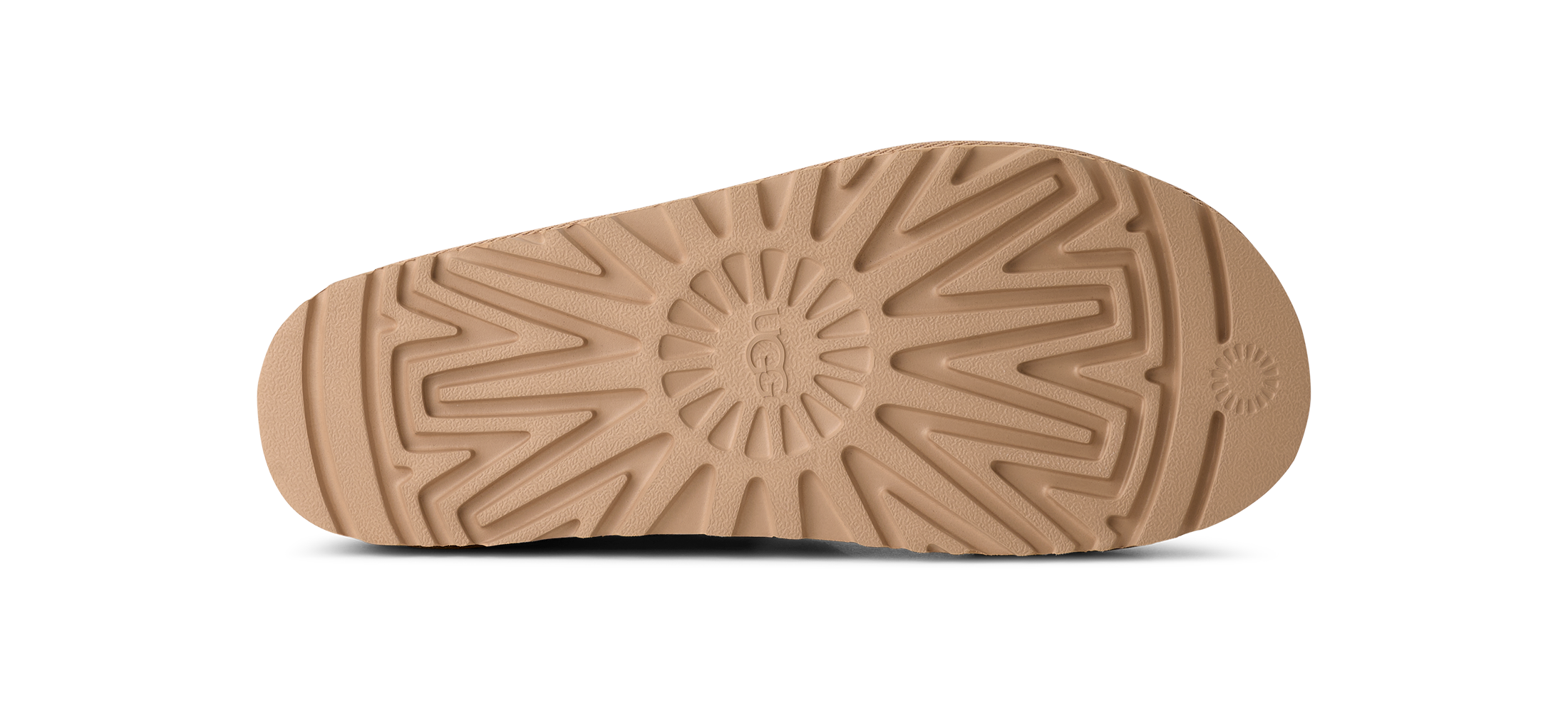Close-up of a brown shoe sole on a white background