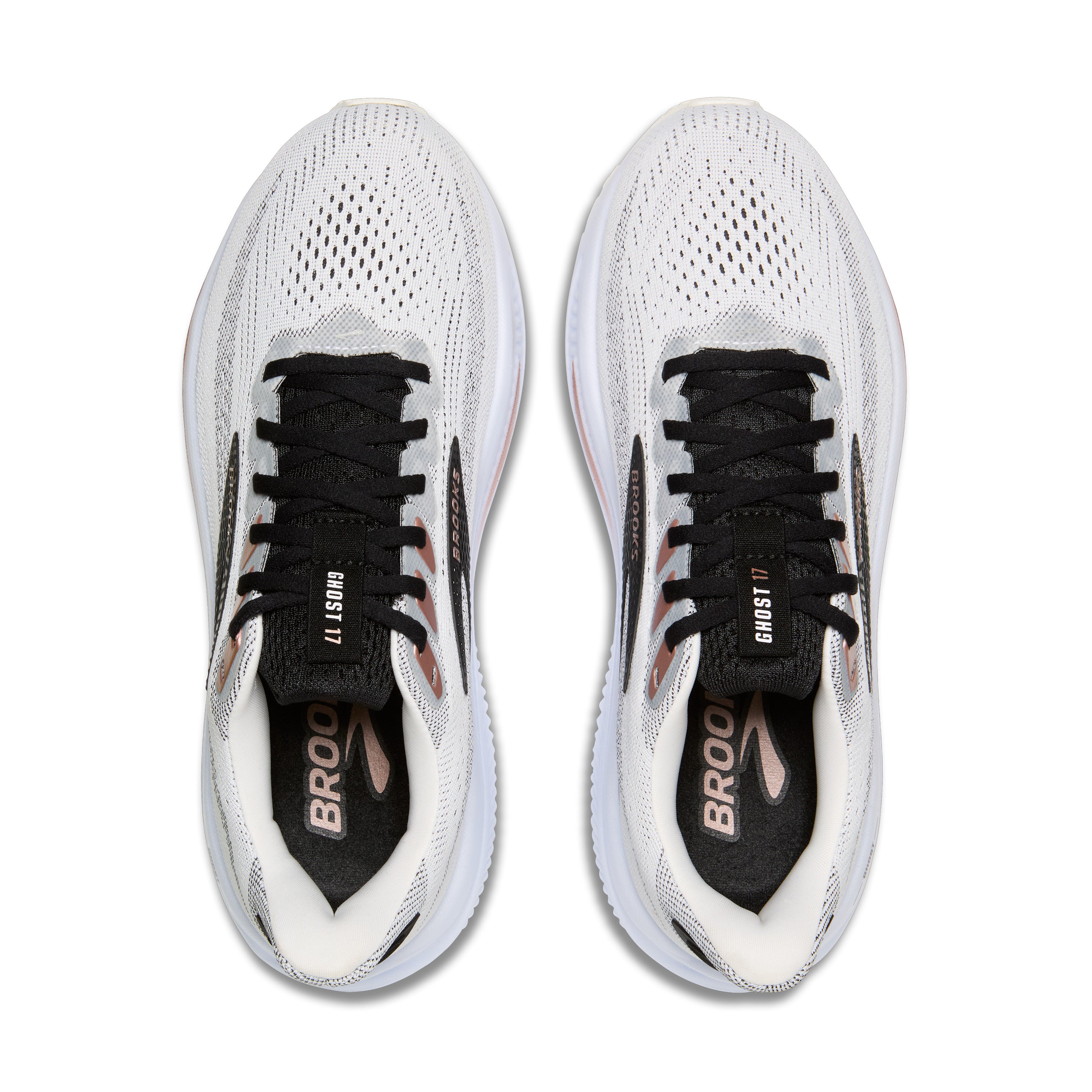 White running shoes with black accents on a white background