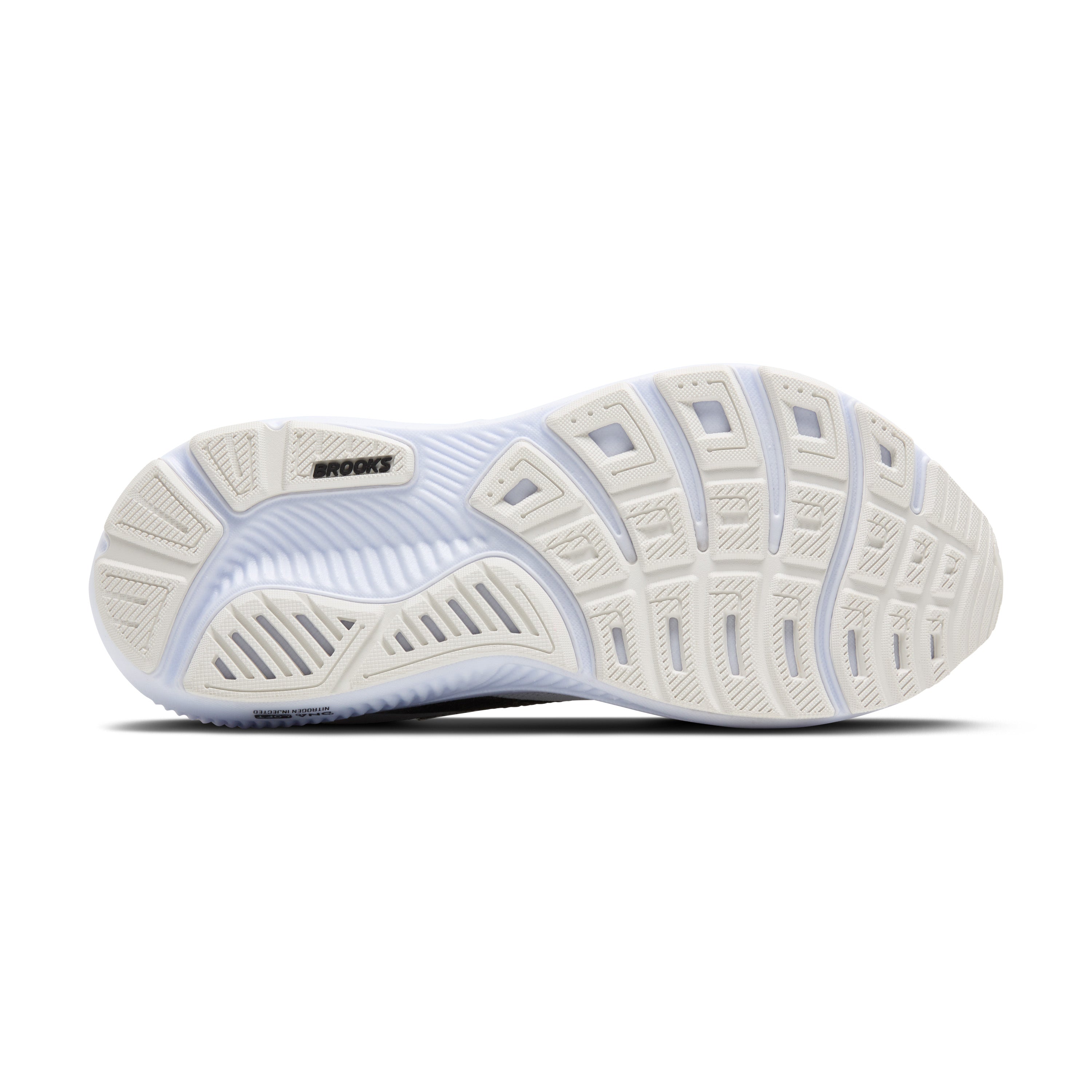 White running shoe with visible 'Brooks' branding on a white background