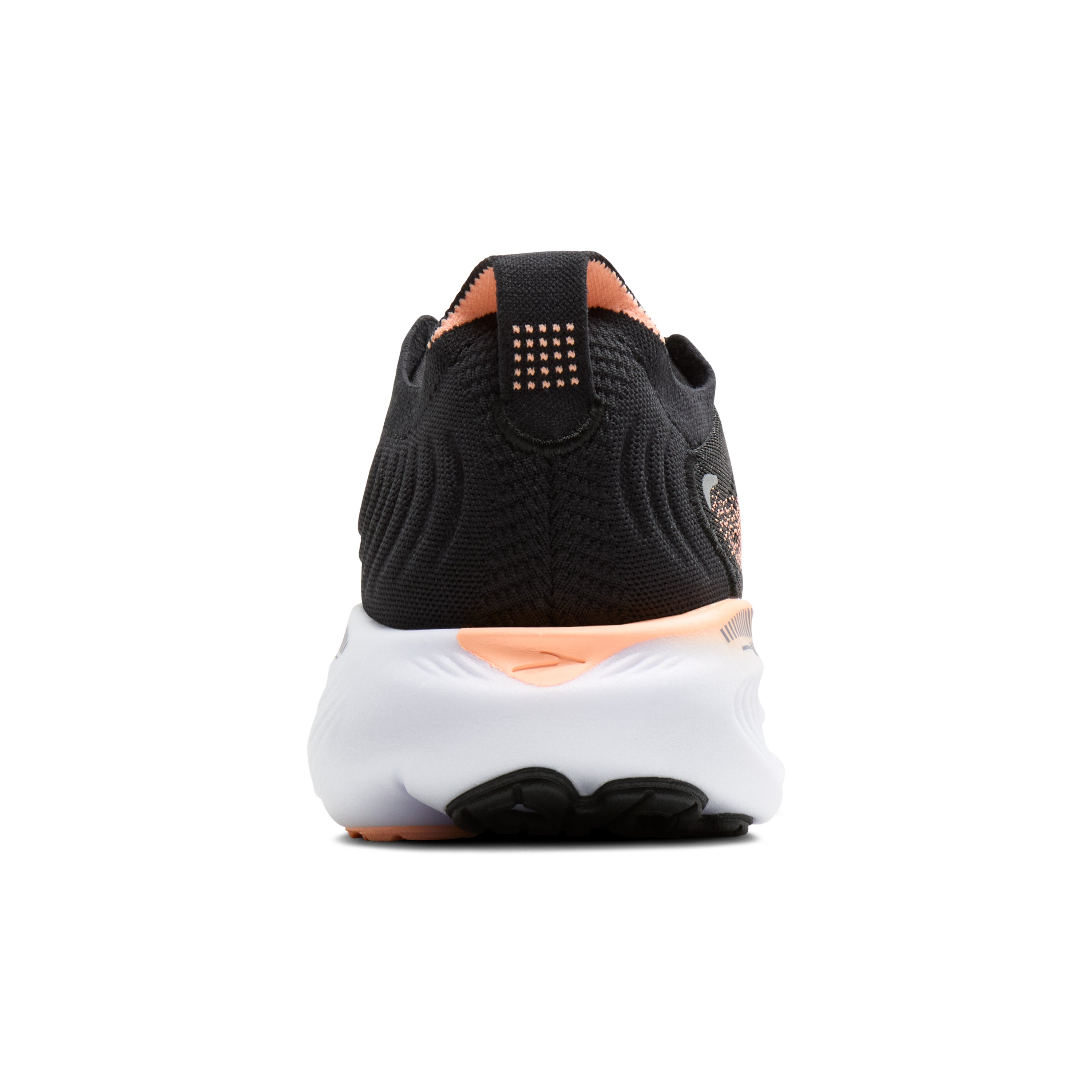 Black and white athletic shoe on a light gray background