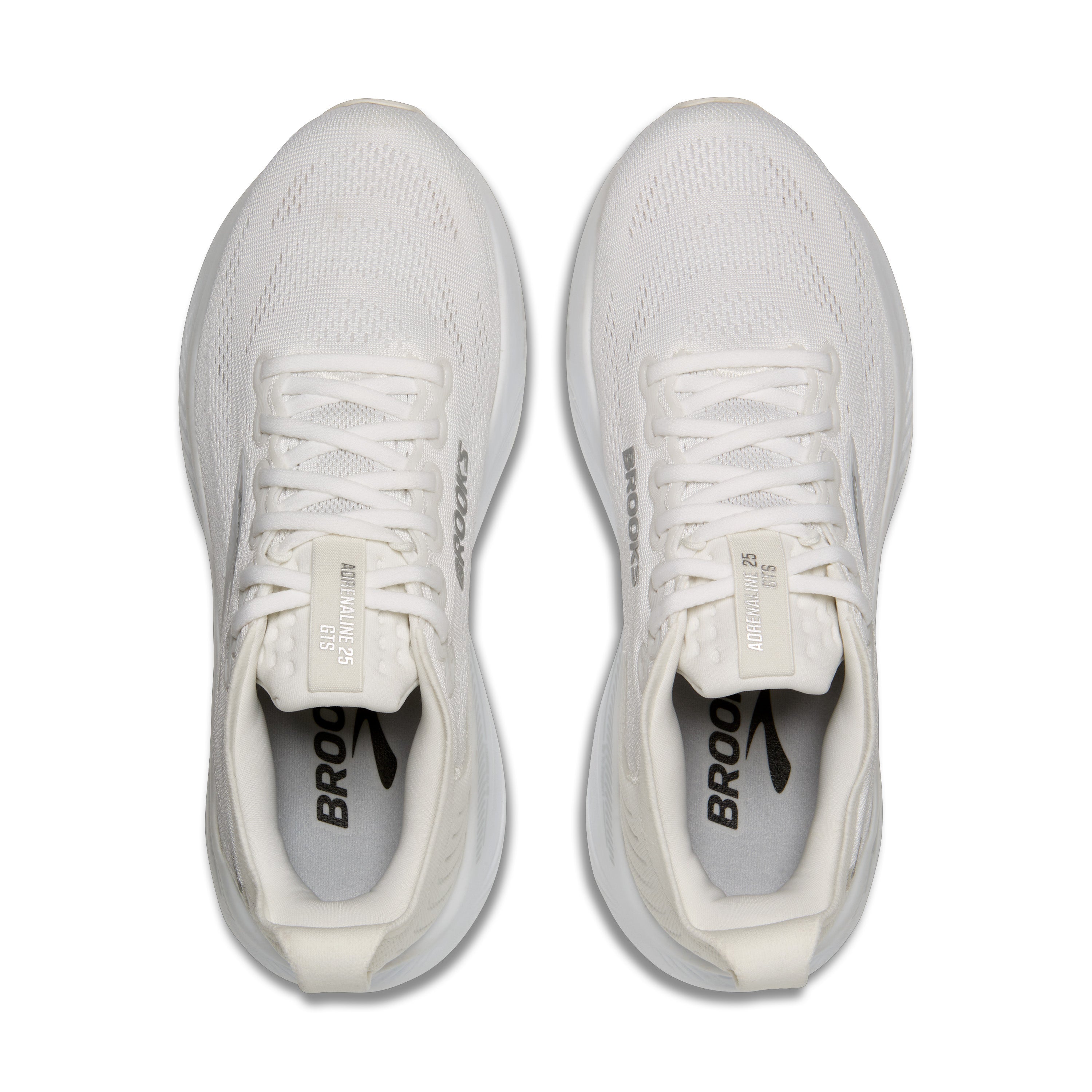 White running shoes withBrooks logo on a white background