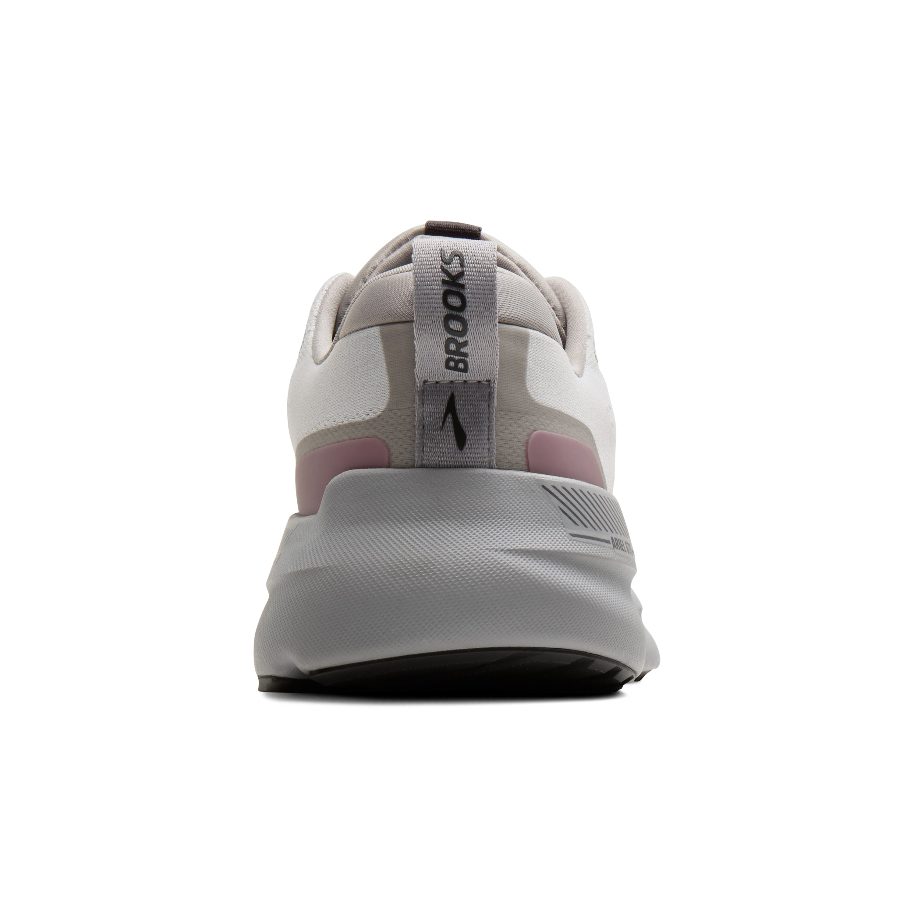 Gray running shoe with 'Brooks' branding on a white background