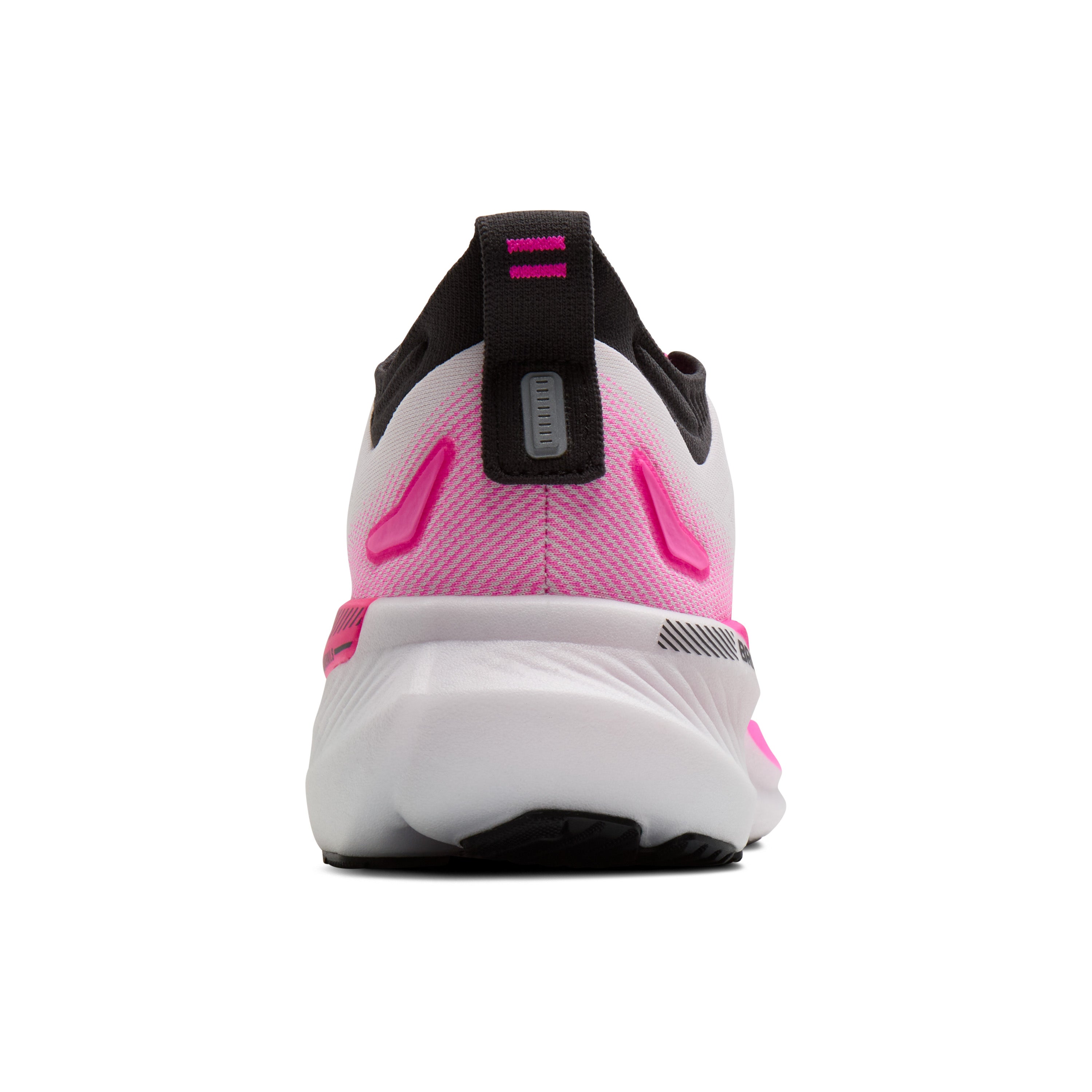 Pink and black running shoe on a white background