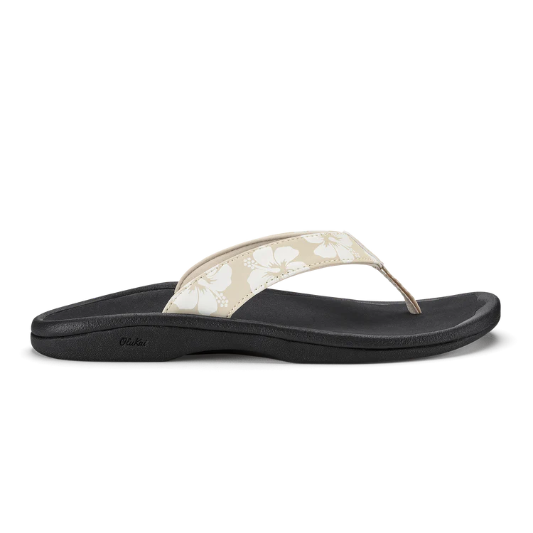 Black and beige sandal on a white background
