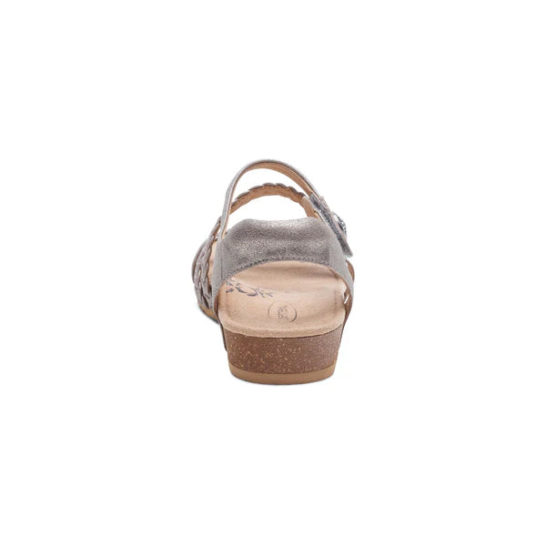 Gray sandal with cork sole on a white background