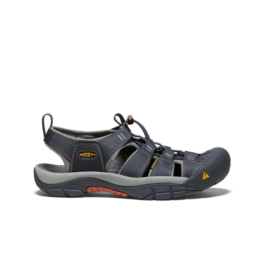 Gray sandal with KEEN logo on a white background