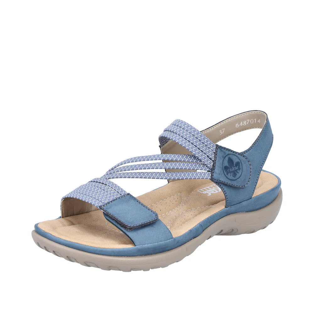 Blue sandal with strap design on a white background