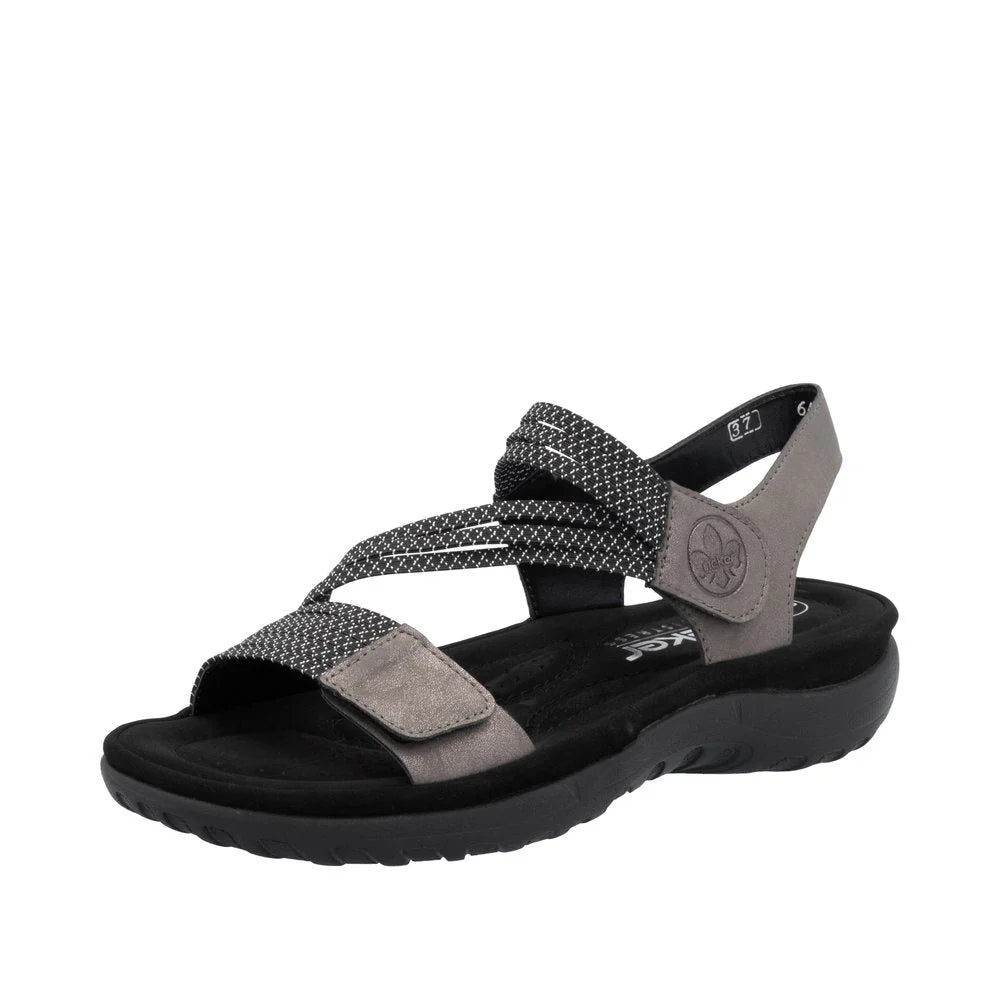 Gray sandal with black sole on a white background