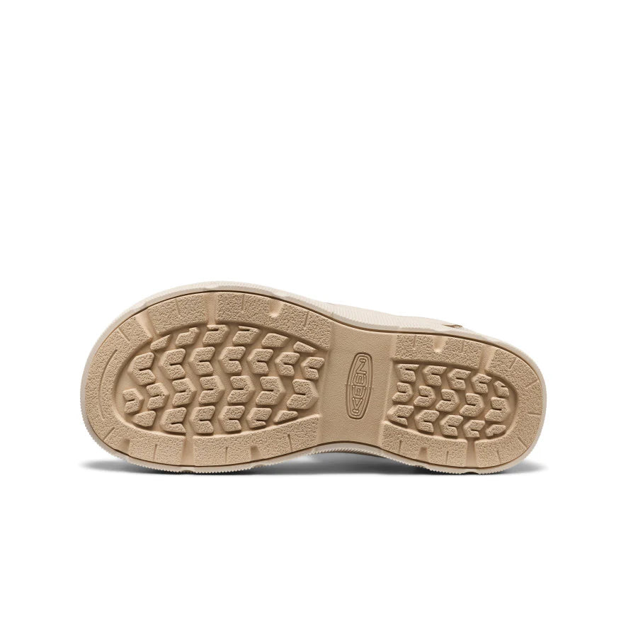 Close-up of a beige shoe sole on a white background