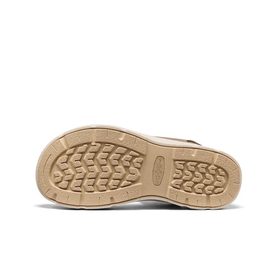 Close-up of a beige shoe sole on a white background