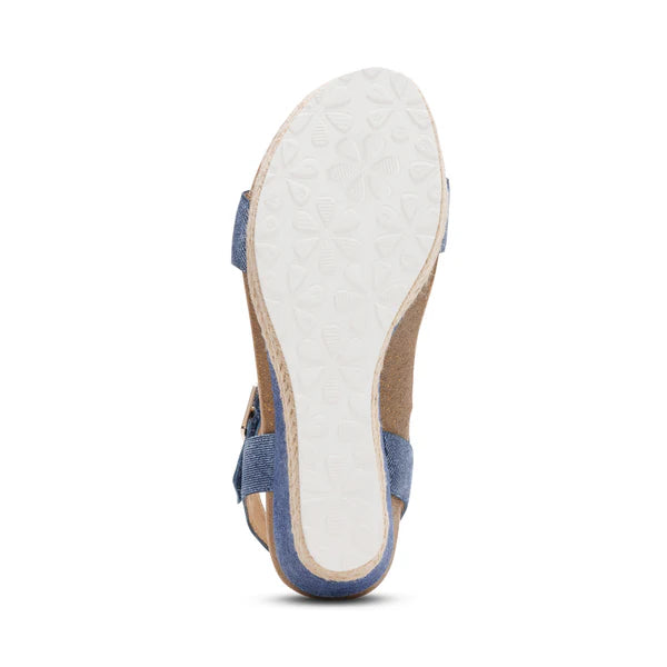 Blue sandal with white sole on a white background
