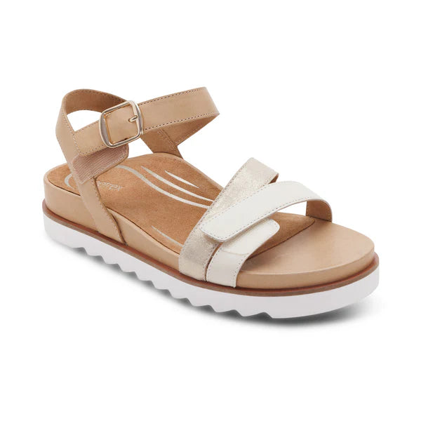 Beige sandal with white sole on a white background