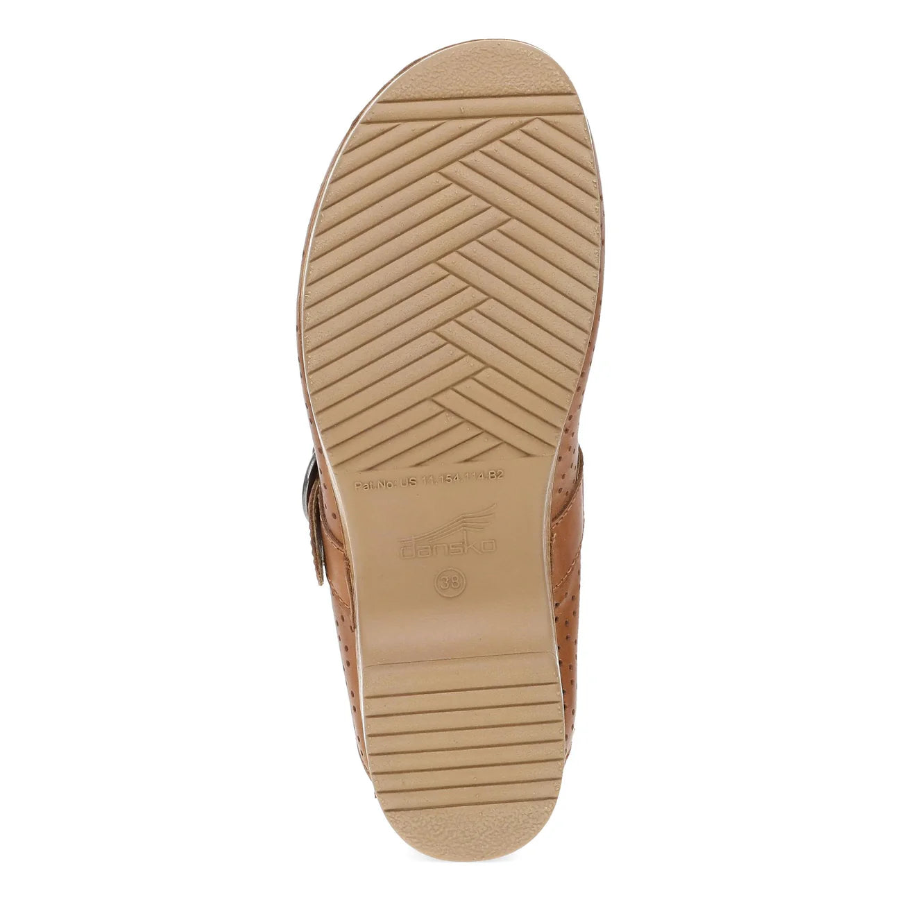 Brown sandal sole with tread pattern on a white background