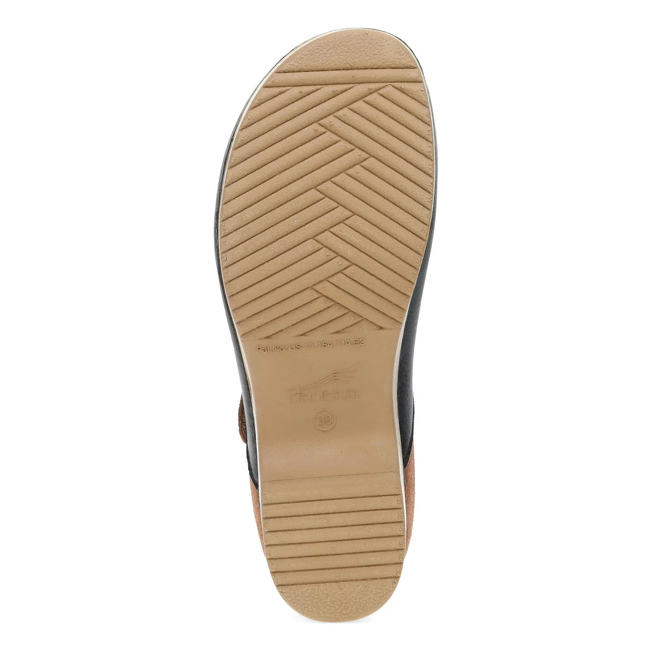 Close-up of a shoe sole with a textured pattern on a white background