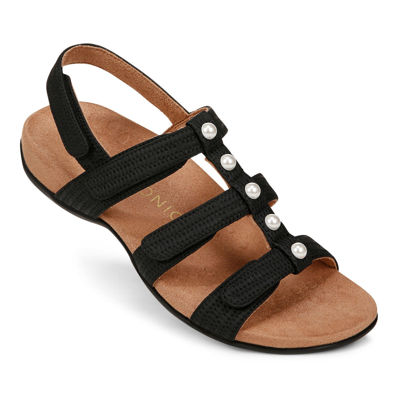 Women's Vionic Amber Pearl Sandal Color: Black Woven 5