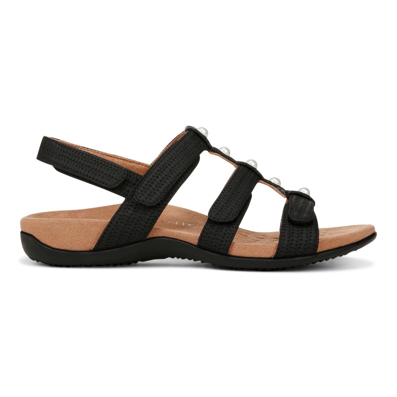 Women's Vionic Amber Pearl Sandal Color: Black Woven 2