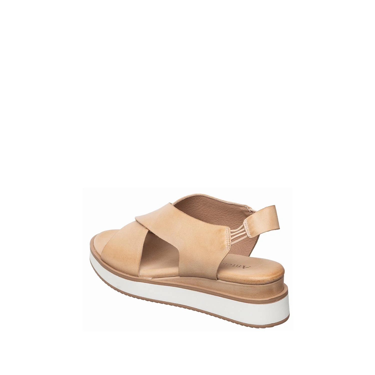 Beige sandal with a white sole on a white background