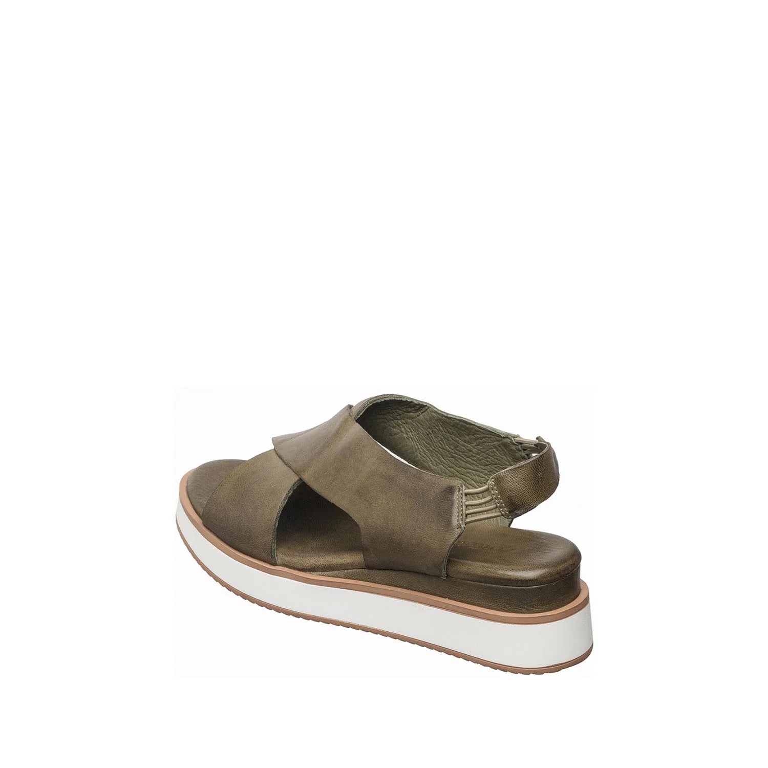 Green sandal with white sole on a white background