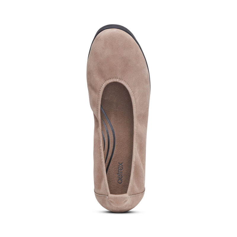 Women's Aetrex Brianna Ballet Flat Color: Taupe