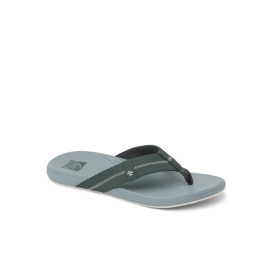 Gray sandal with black strap on a white background