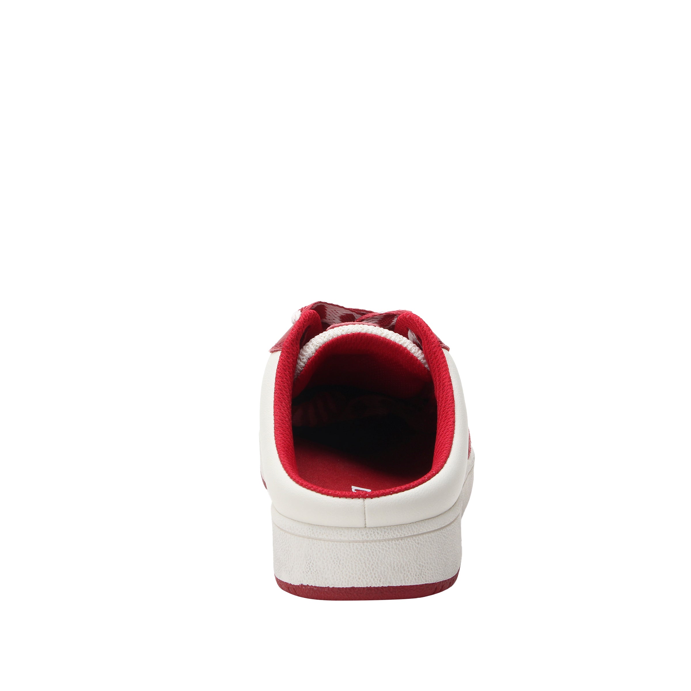 Red and white sneaker on a white background