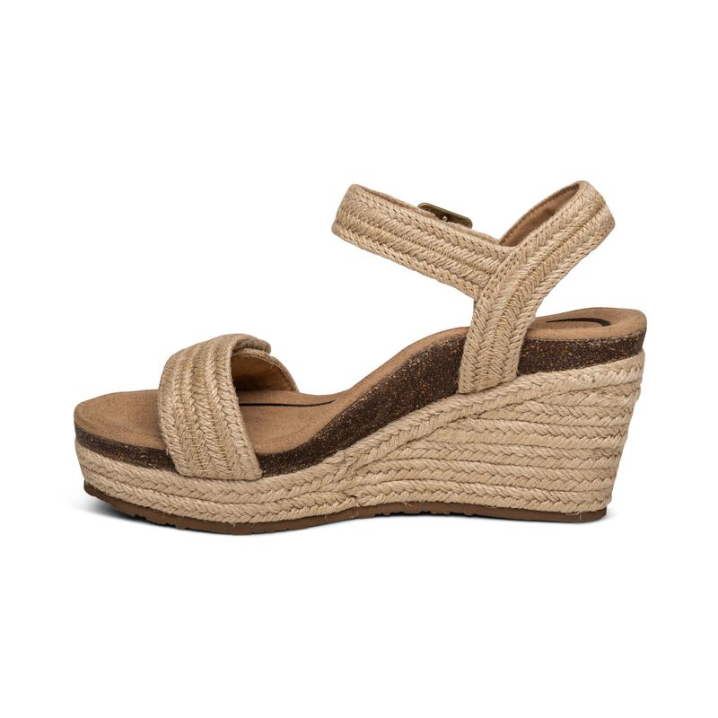 Women's Aetrex Sydney Quarter Strap Espadrille Wedge 4