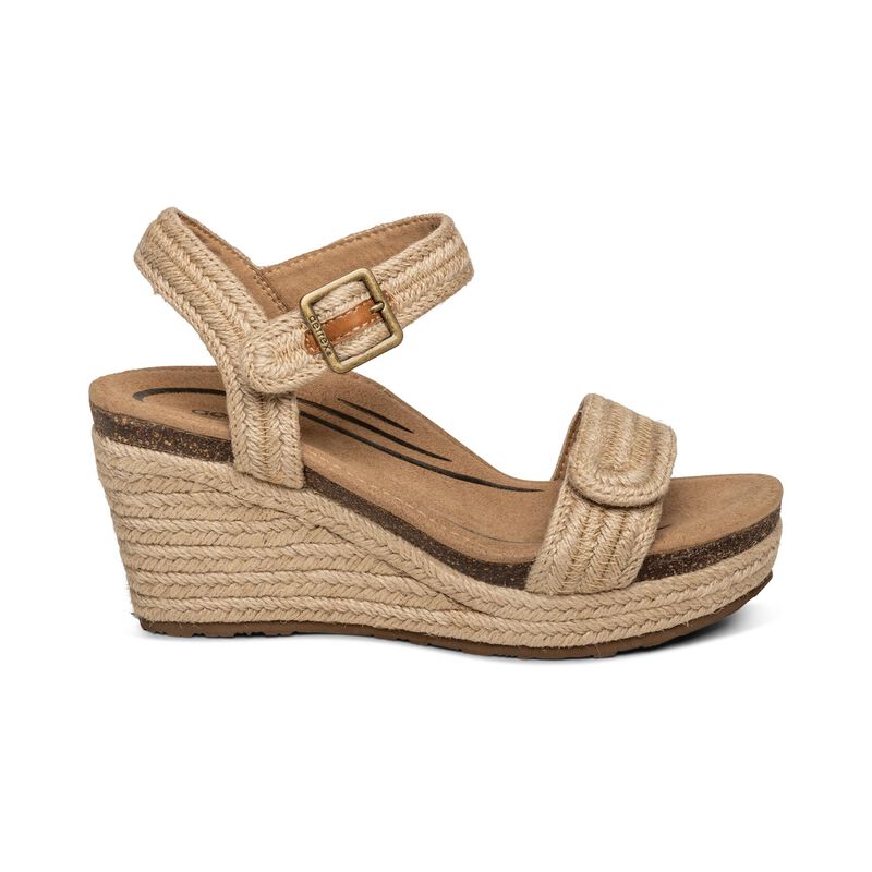 Women's Aetrex Sydney Quarter Strap Espadrille Wedge 3