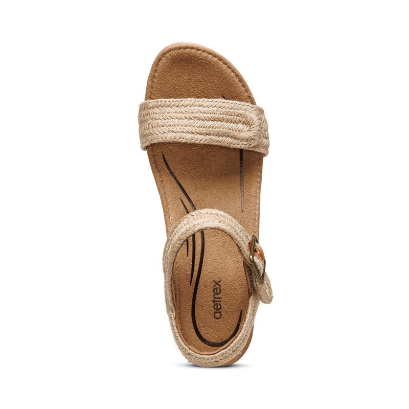 Women's Aetrex Sydney Quarter Strap Espadrille Wedge 5