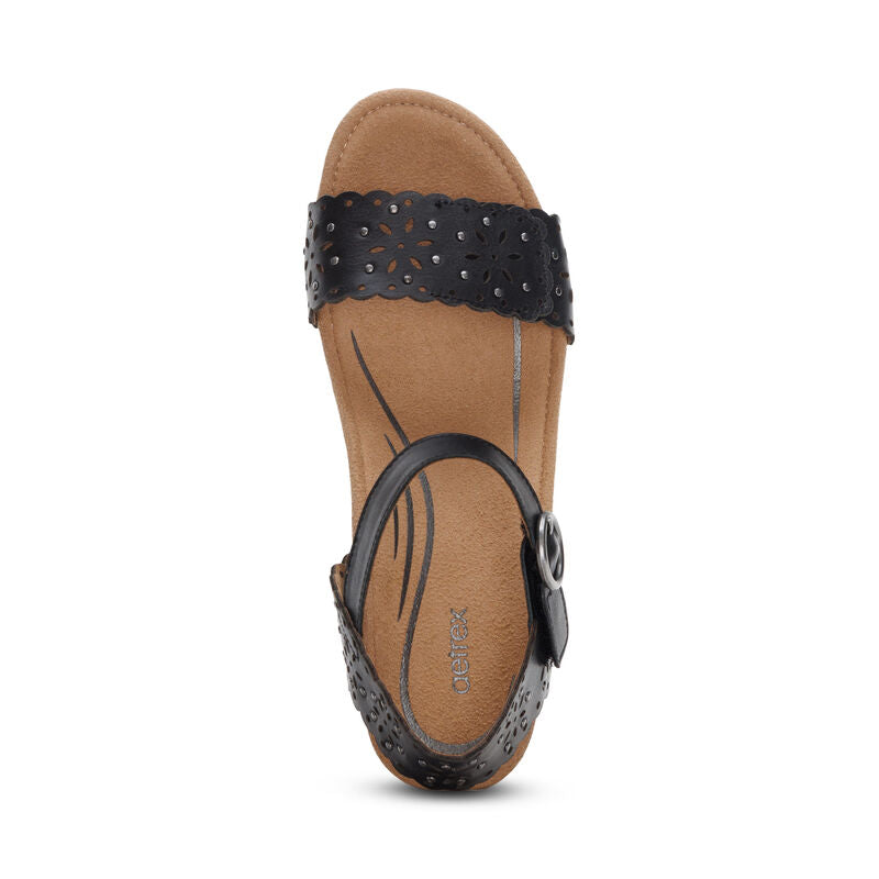 Women's Aetrex Sydney Quarter Strap Espadrille Wedge `12